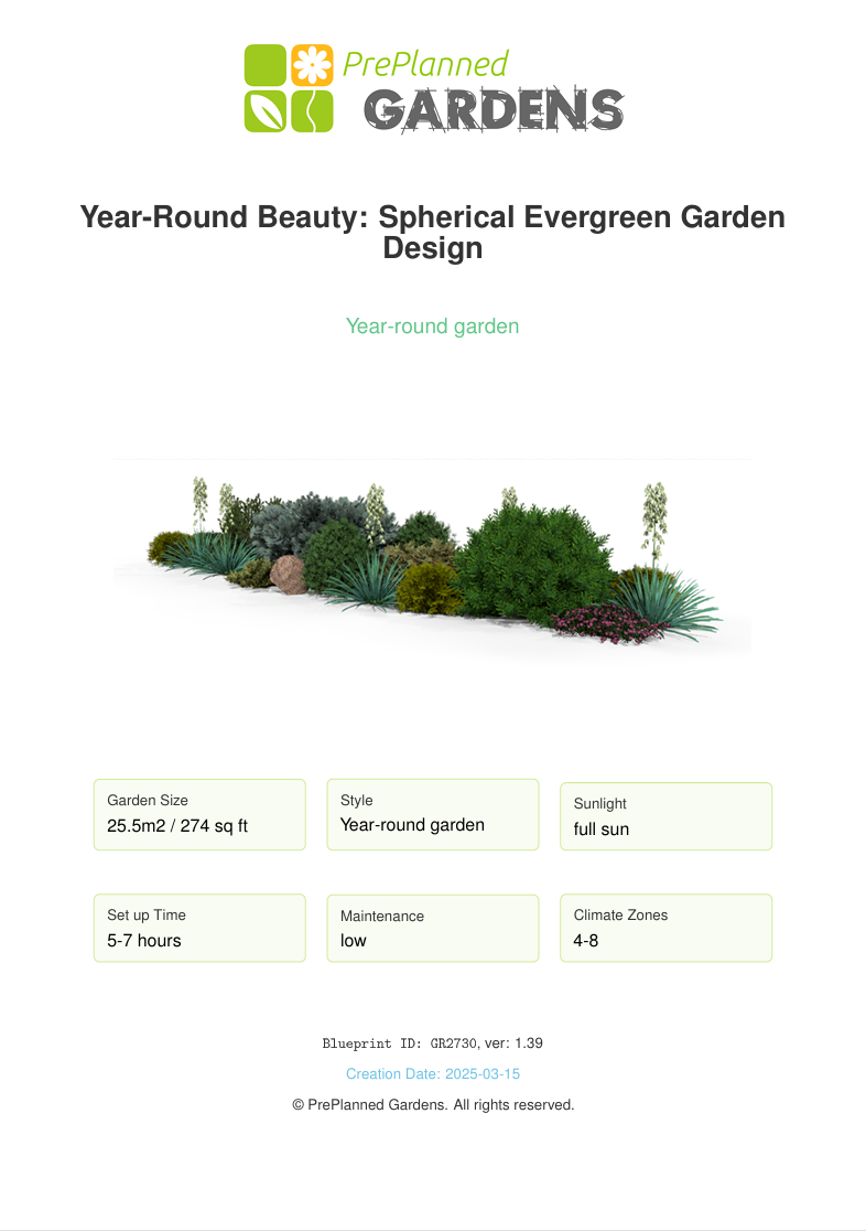 Year-Round Beauty: Spherical Evergreen Garden Design