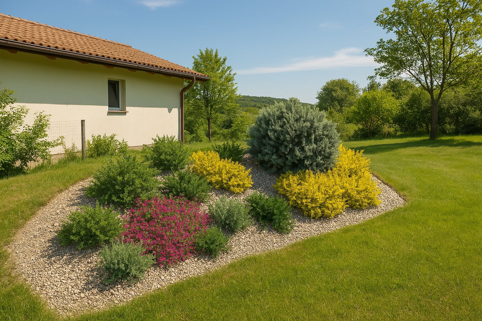 A sunny slope by the house gains a new dimension thanks to the rockery, which impresses with its thoughtful composition, creating a picturesque landscape feature