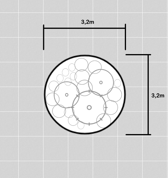 Flowerbed plan with dimensions and plant placement