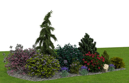 Summer visualization of the Floral Poetry hydrangea border garden