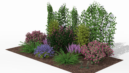 View of the garden bed at the height of the summer season