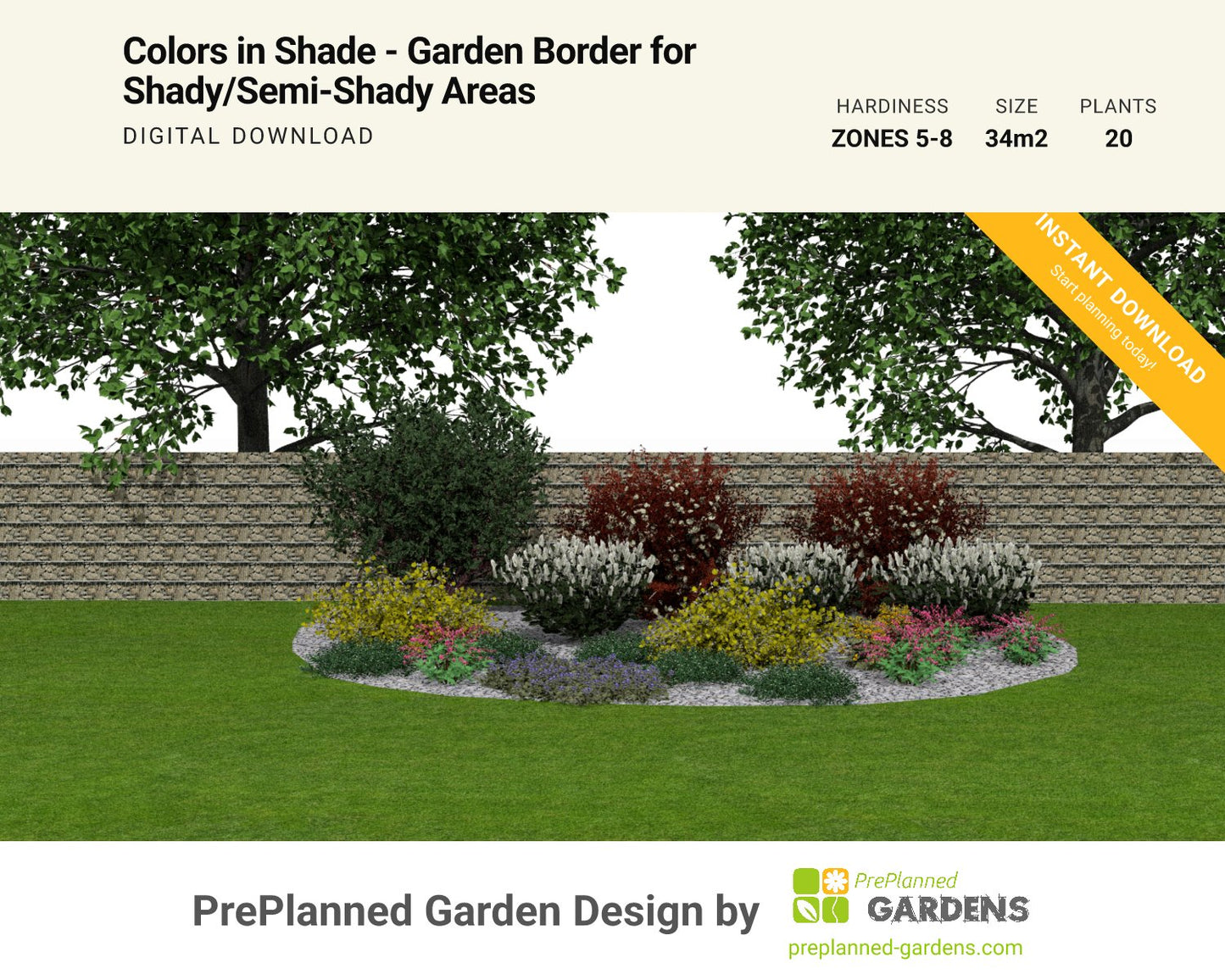 GR2454 garden blueprint — instant digital download