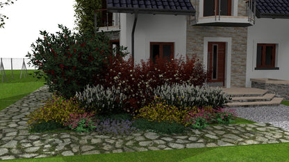 Late-summer visualization of the Colors in Shade border for shady areas