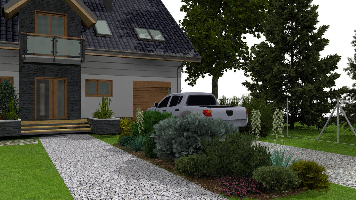 Summer visualization of the Spherical Evergreen garden design