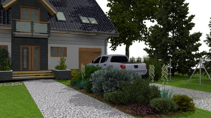 Summer visualization of the Spherical Evergreen garden design