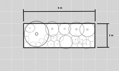 Garden bed plan with dimensions and plant placement