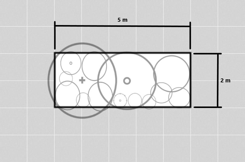 Garden bed plan with dimensions and plant placement