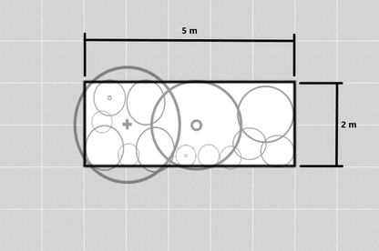 Garden bed plan with dimensions and plant placement