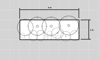 Garden bed plan with dimensions and plant placement