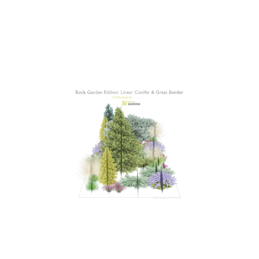 3D model of Rock Garden Ribbon: Linear Conifer & Grass Border